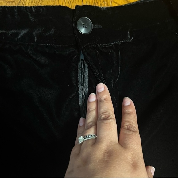 Zara Women's Velvet High Waist Trouser Pants in Black Sz L Style 2731/305/800 - Picture 5 of 15